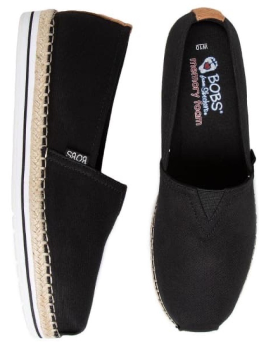 New Bobs By Skechers Breeze Shoes Women's size 8 Black Casual Memory Foam